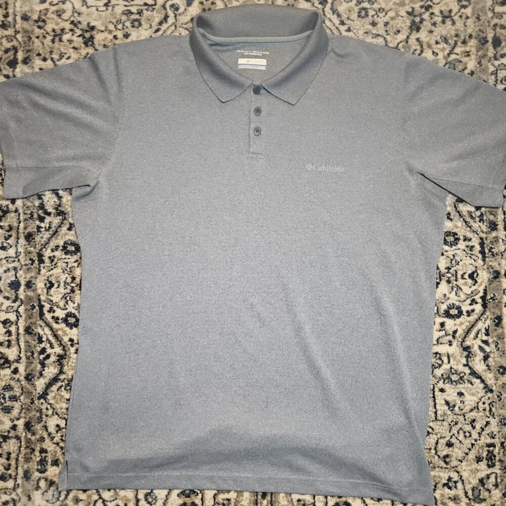 Columbia Omni-Shade Polo Shirt Gray Mens XL Golf Preppy Outdoor Minimalist